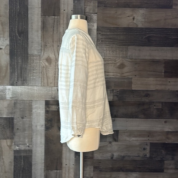 LOFT Lou & Grey peasant top XSmall Henley textured stripes coastal boho chic - Picture 10 of 12